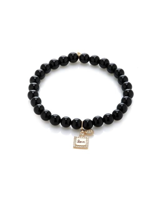 Sydney Evan Black Perfume Bottle 14k Yellow Gold Onyx Bracelet