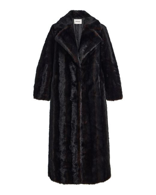 Apparis Black Gabrielle Shaved Mink Faux Fur Coat