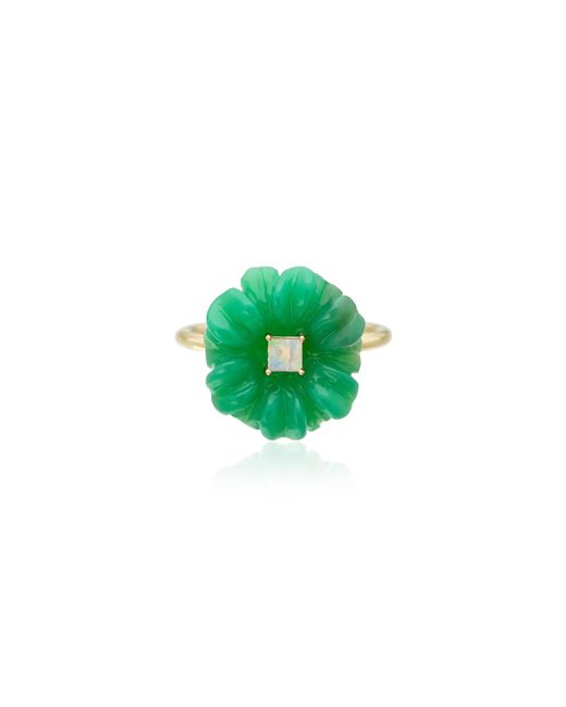 Aliita Green Blossom Chrysoprase; Opal Ring
