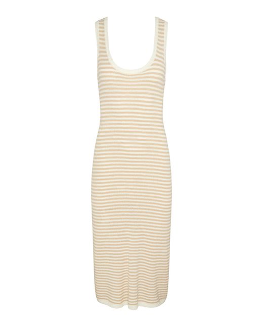 Onia White Boucle Linen-Cotton Midi Dress