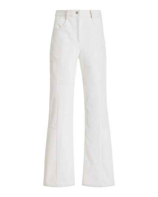 E.L.V. Denim White Paneled Cotton-blend Flare Pants