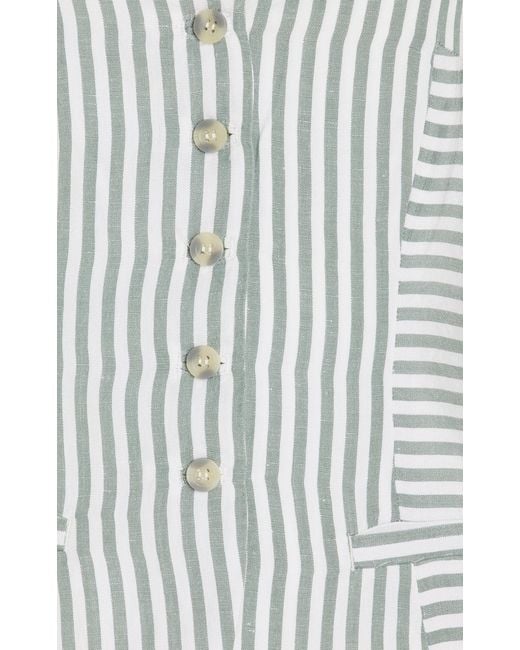 Posse Green Diana Striped Linen-blend Top