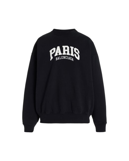 Balenciaga Cotton Paris Jersey Sweatshirt in Black | Lyst