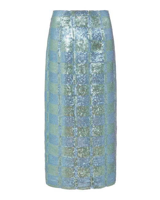 Markarian Blue Lucida Gingham Sequin Skirt
