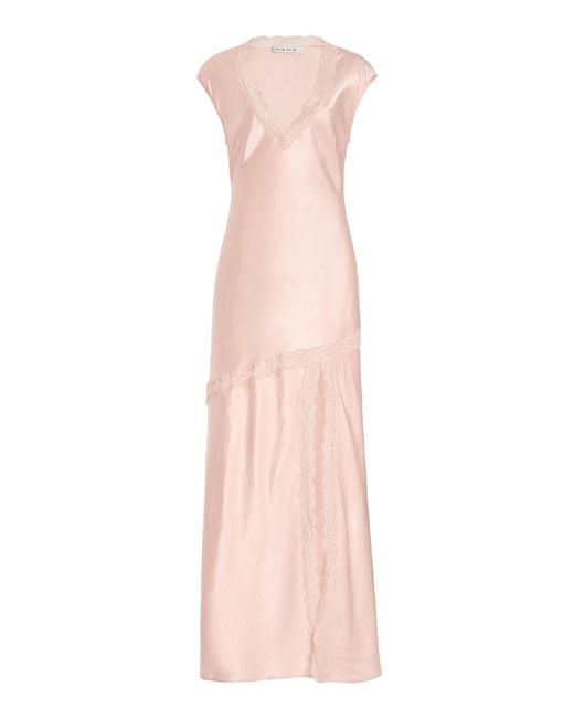 Third Form Pink Exclusive Lace-Detailed Crushed-Satin Maxi Slip Dress