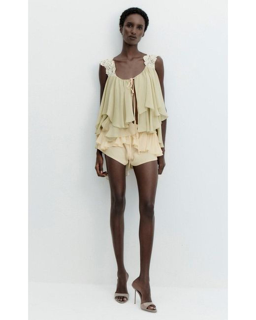 De La Vali Natural Lavinia Lace Mini Shorts