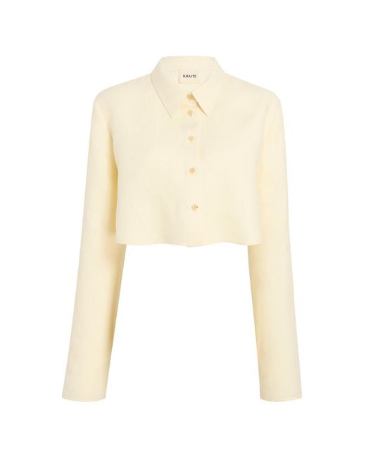 Khaite Natural Fritz Cropped Linen Shirt