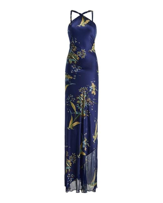 Staud Blue Charli Silk Maxi Dress