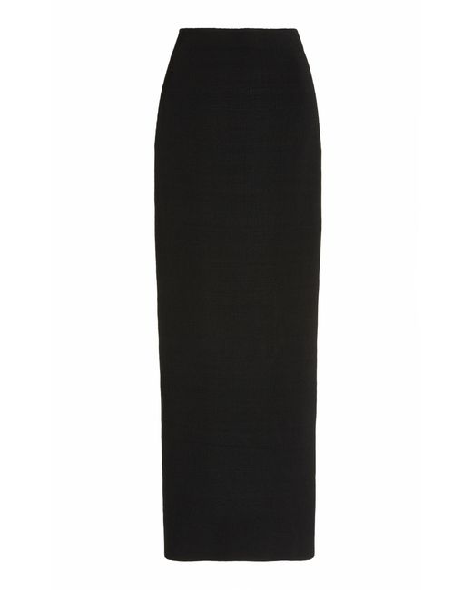 Self-Portrait Knit Maxi Column Skirt in Black | Lyst