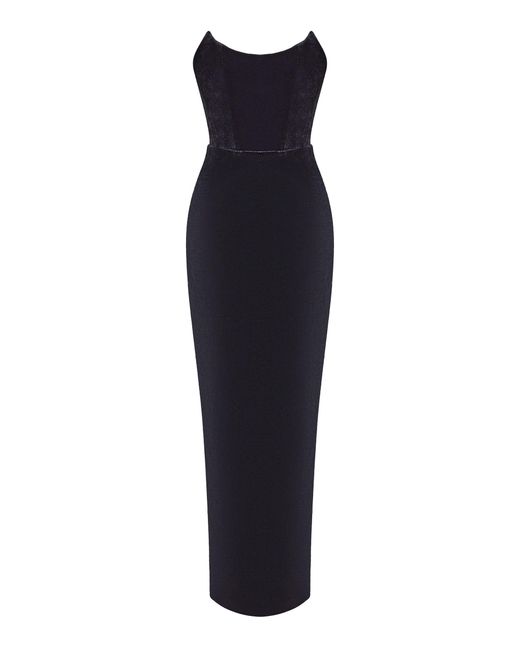 Rasario Corsetdetailed Velvet Maxi Dress in Black Lyst