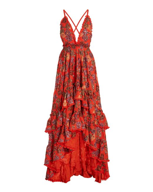 Alexis Red Primrose Sequined Crepe Gown