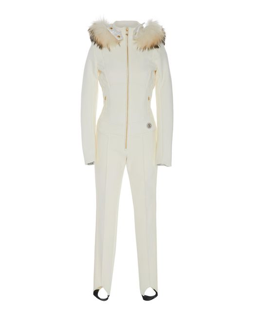 Bogner White Fur-trimmed Shell Ski Suit