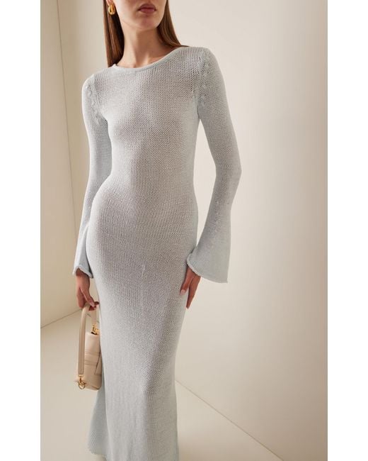 AYA MUSE White Orca Knit Cotton-blend Maxi Dress