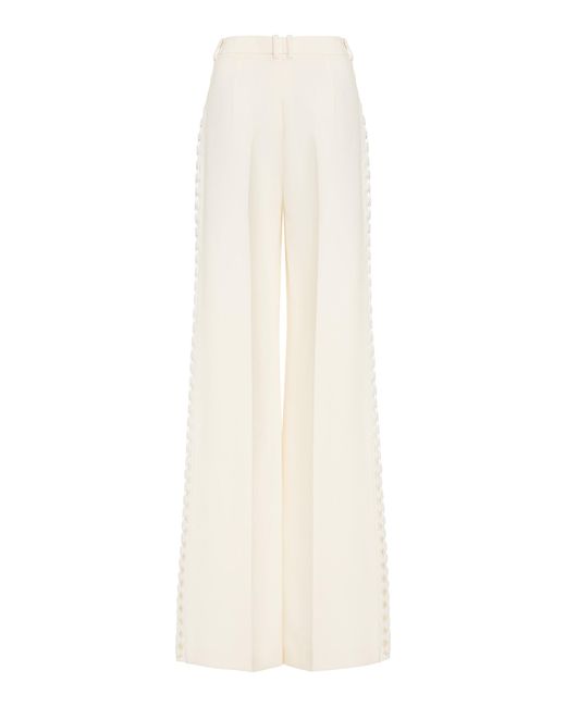 Zuhair Murad White Lace-detailed Cady Wide-leg Pants