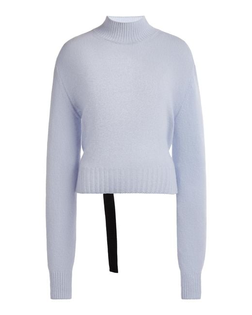 Lanvin Blue High-Neck Open-Back Cashmere Jumper