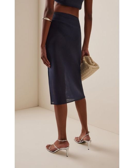 Brandon Maxwell Blue The Isobel Belted Sheer Midi Skirt