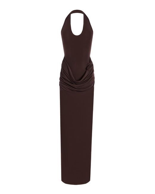Maygel Coronel Purple Conto Draped Jersey Maxi Dress