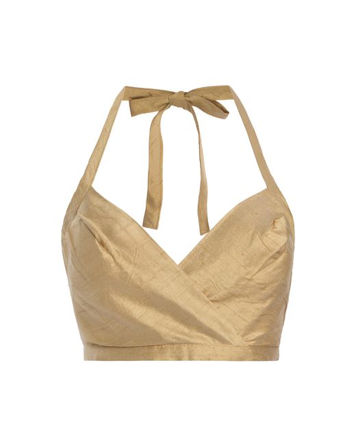 House of Aama Metallic Dupioni Silk Crop Top