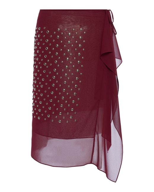 Dries Van Noten Purple Embellished Voile Midi Skirt