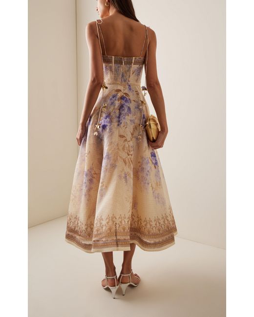 Zimmermann Dawning Linen-Silk Corset Midi Dress in Natural | Lyst Canada Zimmermann Dawning Linen-Silk Corset Midi Dress in Natural | Lyst Canada