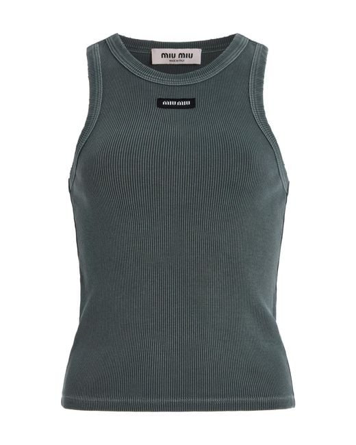 miu miu ロゴタンクトップ Miu Miu Logo Slim Tank Top - Bergdorf Goodman