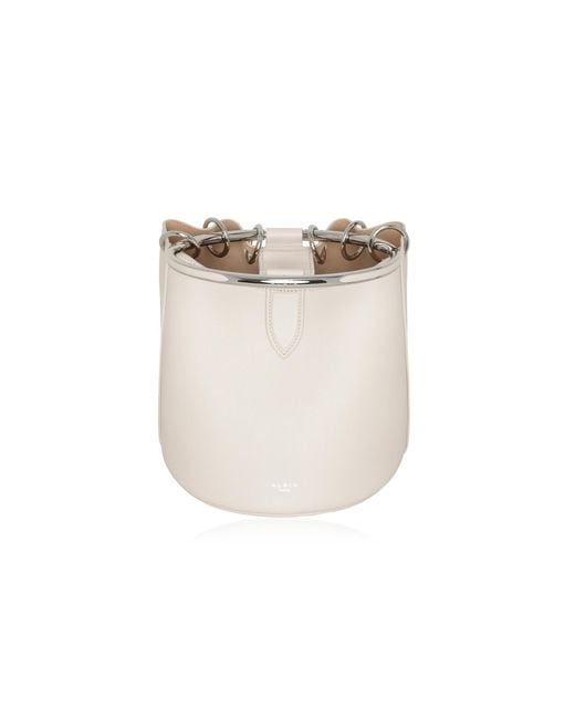 Alaïa White Ring-handle Leather Bucket Bag