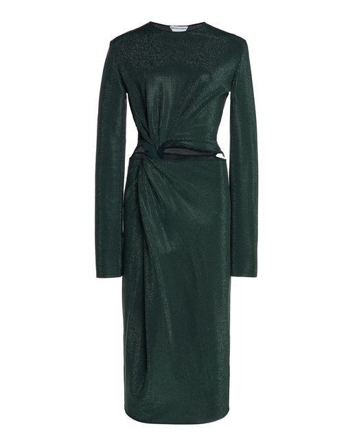 Bottega Veneta Green Hotfix Cutout Midi Dress