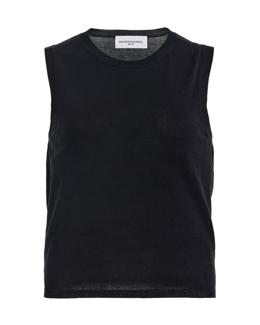 Brandon Maxwell Black The Elle Featherweight Silk-Cotton Tank Top