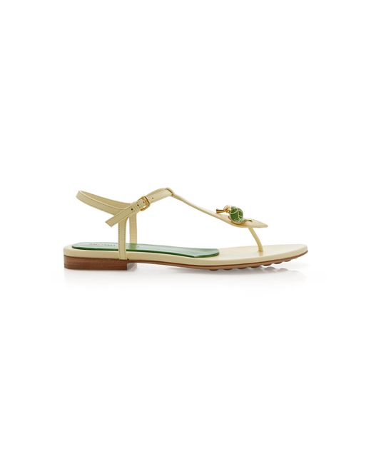Bottega Veneta Yellow Rana Bamboo-Detailed Leather Sandals