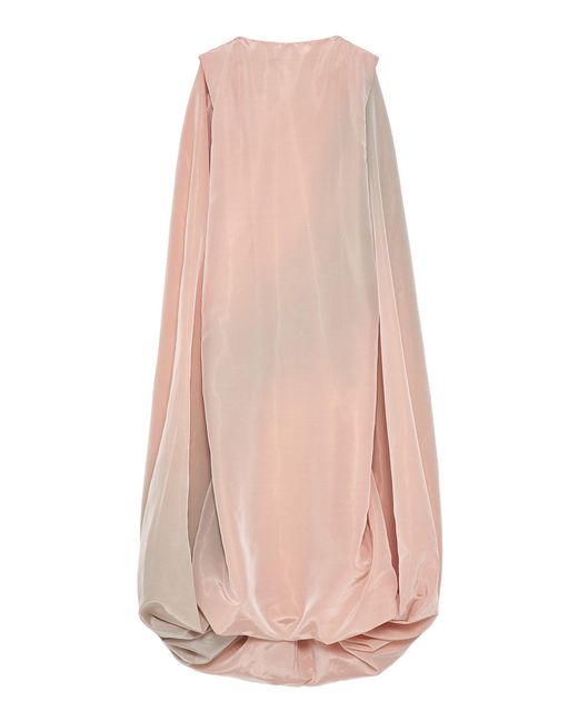 Jil Sander Pink Cape-Overlay Midi Dress