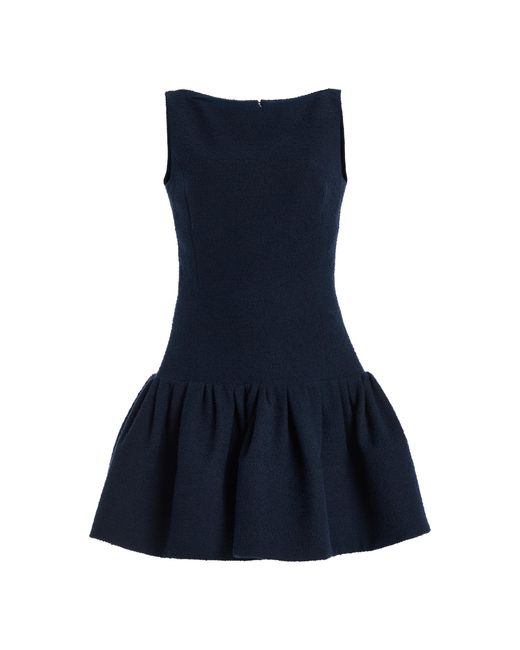 Oscar de la Renta Blue Flared Drop-Waist Tweed Mini Dress