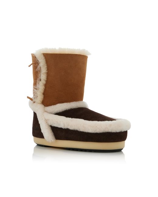 Moon Boot Brown Evx Patchwork Sheepskin Boots