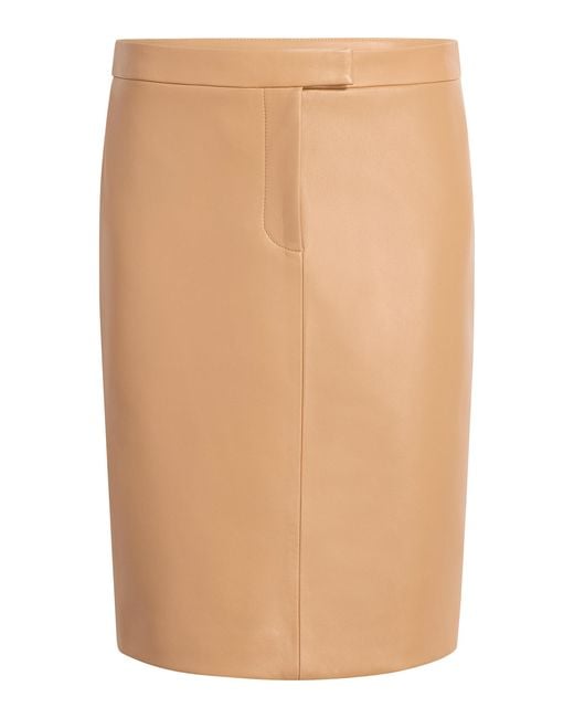 Khaite Natural Cindy Plonge Leather Pencil Skirt