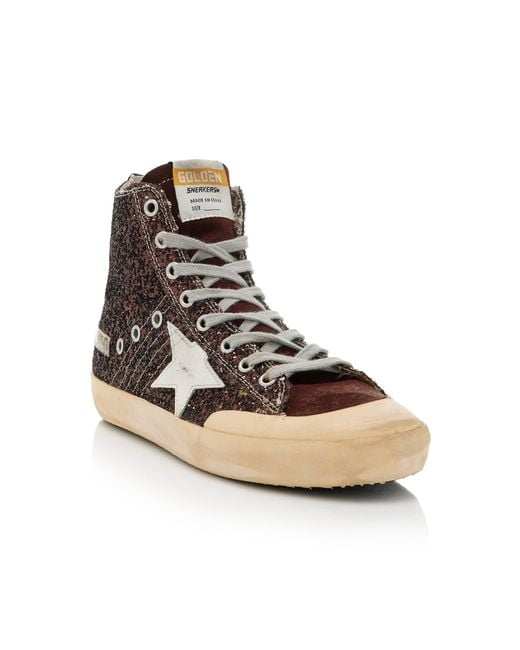 Golden Goose Deluxe Brand Brown Francy Penstar Suede-trimmed Glittered Sneakers
