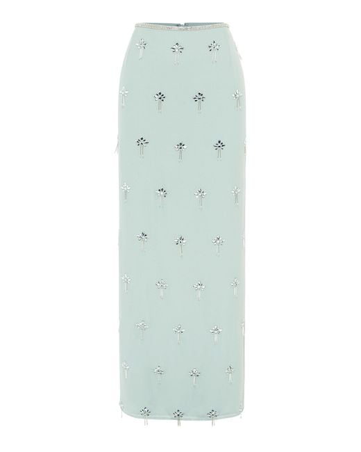 LEO LIN Green Clémentine Embellished Maxi Skirt