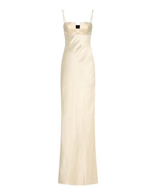 Bevza White Satin Bustier Maxi Dress