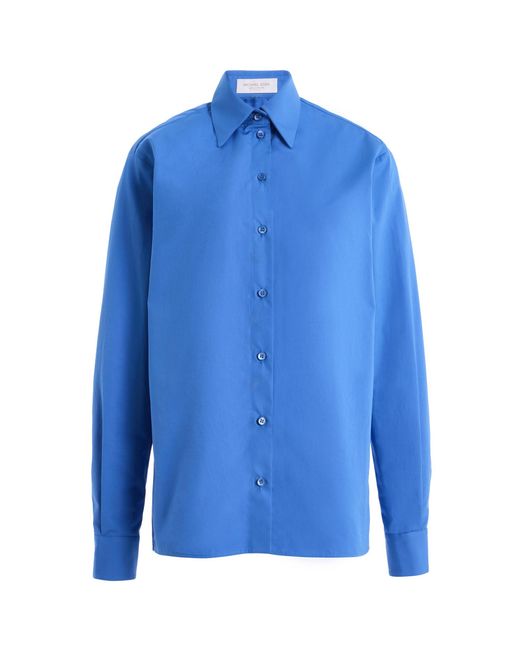 Michael Kors Blue Katia Button-Down Cotton Shirt