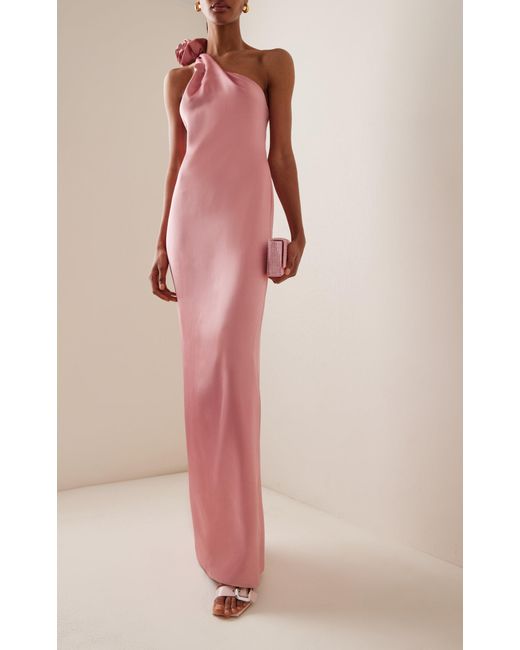 Magda Butrym Rose detailed One shoulder Silk Dress in Pink Lyst UK