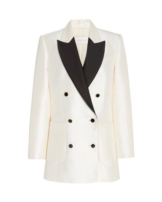 Zimmermann Dancer Wool-blend Mini Tuxedo Dress in White | Lyst Australia