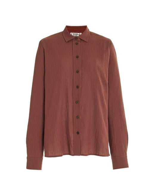 ÉTERNE Brown Exclusive Jolene Cotton Button-down Shirt