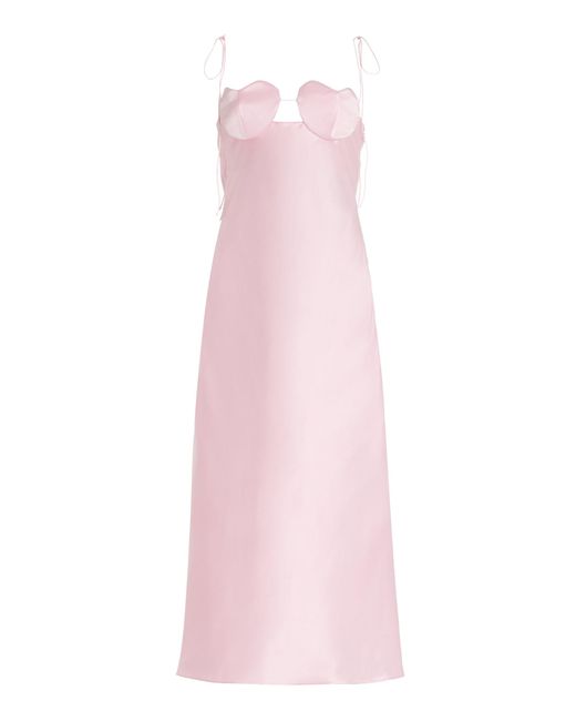 Anna October Pink Amur Satin Midi Dress
