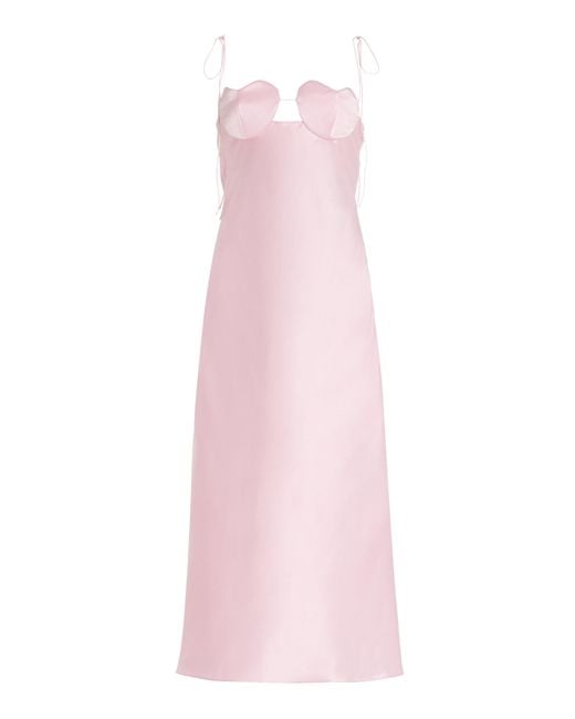 Anna October Amur Satin Midi Dress in Pink | Lyst