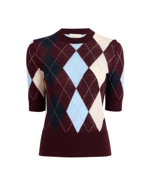 Khaite Red Anders Argyle-Knit Cashmere-Blend Top