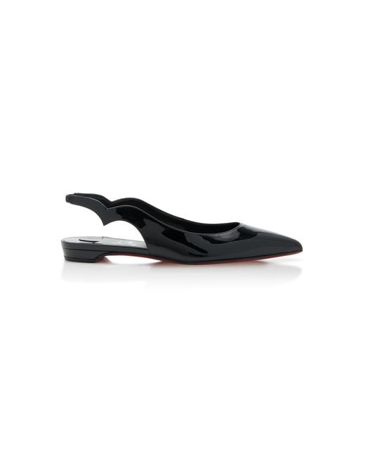 Christian Louboutin Black Hot Chickita Patent Slingback Flat