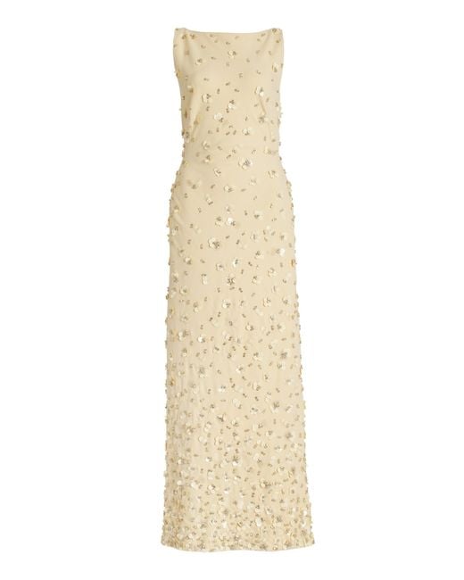 Jonathan Simkhai Natural Claudia Embellished Crepe Maxi Dress