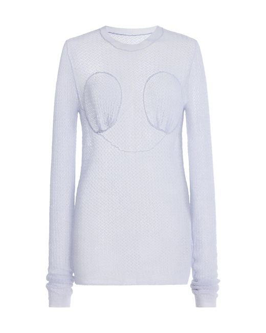 Maison Margiela White Knit Wool-Blend Top
