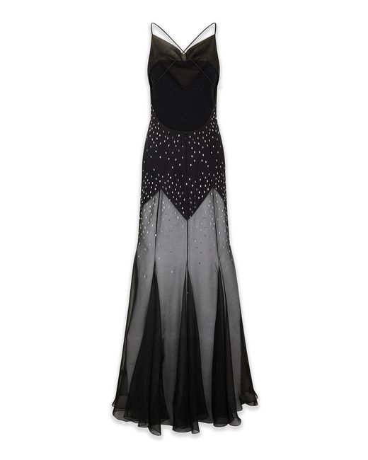 Rabanne Black Embellished Sheer Maxi Dress