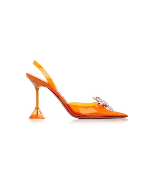 AMINA MUADDI Orange Rosie Embellished Slingback Sandals