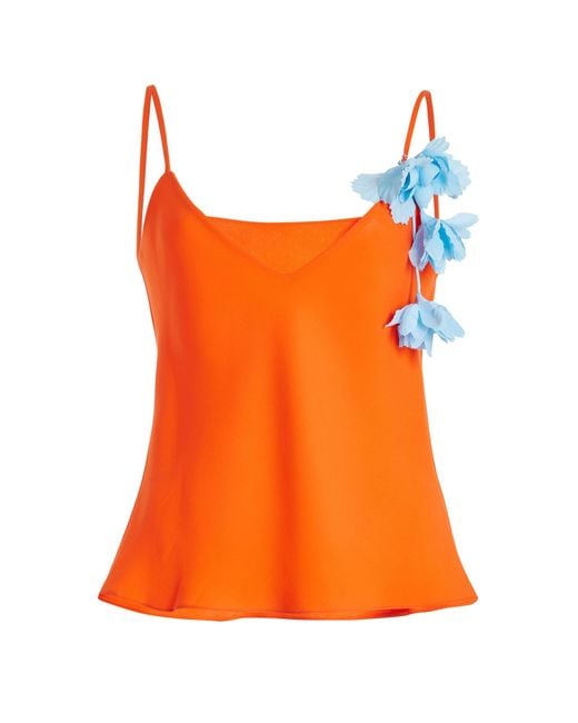 Rosie Assoulin Orange You Glad Floral-garland Silk Top