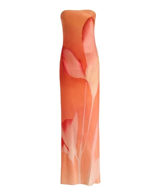 Significant Other Orange Mora Strapless Crepe Maxi Dress